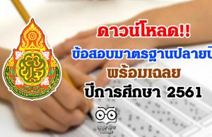 ดาวน์โหลด ข้อสอบเผยแพร่ ข้อสอบมาตรฐานปลายปี พร้อมเฉลย ปีการศึกษา 2561