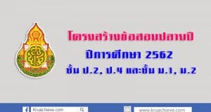 โครงสร้างข้อสอบปลายปี ปีการศึกษา 2562