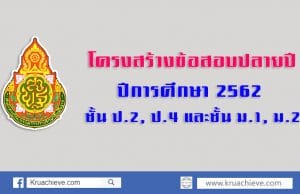 โครงสร้างข้อสอบปลายปี ปีการศึกษา 2562