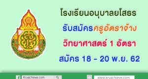 โรงเรียนอนุบาลยโสธร รับสมัครครูอัตราจ้างวิทยาศาสตร์ 1 อัตรา วันที่ 18 - 20 พ.ย. 62