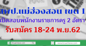 สพป.แม่ฮ่องสอน เขต 1 เปิดสอบพนักงานราชการครู 2 อัตรา รับสมัคร 18-24 พ.ย.62