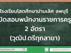 โรงเรียนโสตศึกษาปานเลิศจังหวัดลพบุรี เปิดสอบพนักงานราชการครู 2 อัตรา (วุฒิป.ตรีทุกสาขา)