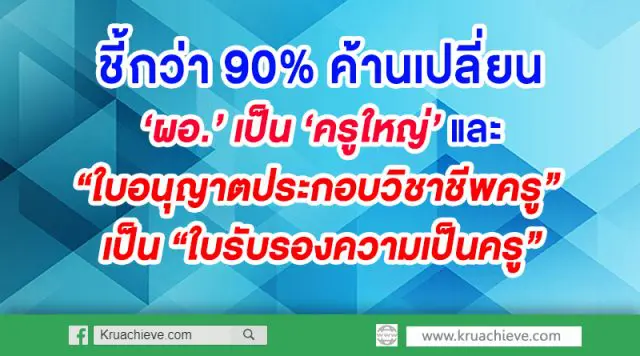 สรุปความเห็นร่าง พรบ.ศึกษาชาติชี้กว่า 90% ค้านเปลี่ยน ‘ผอ.’ เป็น ‘ครูใหญ่’และ“ใบอนุญาตประกอบวิชาชีพครู” เป็น “ใบรับรองความเป็นครู”