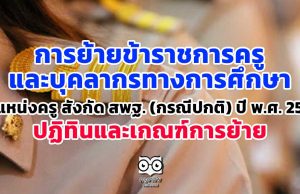 การย้ายข้าราชการครูและบุคลากรทางการศึกษา ตำแหน่งครู สังกัด สพฐ. (กรณีปกติ) ปี พ.ศ. 2563 ปฏิทินและเกณฑ์การย้าย