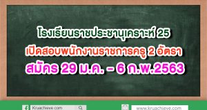 โรงเรียนราชประชานุเคราะห์ 25 เปิดสอบพนักงานราชการครู 2 อัตรา สมัคร 29 ม.ค. - 6 ก.พ.2563