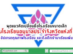 สพฐ. ผุดแนวคิดเปลี่ยนชื่อโรงเรียนขนาดเล็กเป็นโรงเรียนอนุบาล ประจำจังหวัดแห่งที่ 2 เพื่ออัปเกรดคุณภาพโรงเรียน และดึงเด็กเข้ามาเรียนเพิ่ม