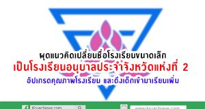 สพฐ. ผุดแนวคิดเปลี่ยนชื่อโรงเรียนขนาดเล็กเป็นโรงเรียนอนุบาล ประจำจังหวัดแห่งที่ 2 เพื่ออัปเกรดคุณภาพโรงเรียน และดึงเด็กเข้ามาเรียนเพิ่ม