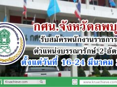 สำนักงาน กศน.จังหวัดลพบุรี รับสมัครพนักงานราชการ ตำแหน่งบรรณารักษ์ 2 อัตรา ตั้งแต่วันที่ 16-24 มีนาคม 2563