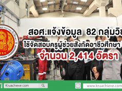 สอศ.แจ้งข้อมูล  82 กลุ่มวิชา ใช้จัดสอบครูผู้ช่วยสังกัดอาชีวะศึกษา จำนวน 2,414 อัตรา