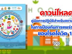 ดาวน์โหลด คู่มือการปฏิบัติสําหรับสถานศึกษา ในการป้องกันการแพร่ระบาด ของโรคโควิด 19