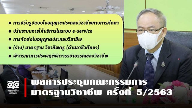 ผลการประชุมคณะกรรมการมาตรฐานวิชาชีพ ครั้งที่ 5/2563