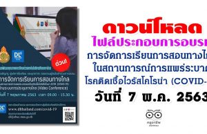 ดาวน์โหลดไฟล์ประกอบ การอบรมผ่านระบบทางไกล การจัดการเรียนการสอนทางไกล วันที่ 7 พฤษภาคม 2563