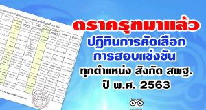 ตราครุฑมาแล้ว ปฏิทินการคัดเลือก การสอบแข่งขัน ทุกตำแหน่ง สังกัด สพฐ. ปี พ.ศ. 2563