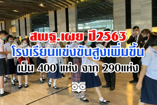 สพฐ.เผย ปี2563 มีโรงเรียนแข่งขันสูงเพิ่มขึ้นเป็น 400 แห่ง จาก 290แห่ง