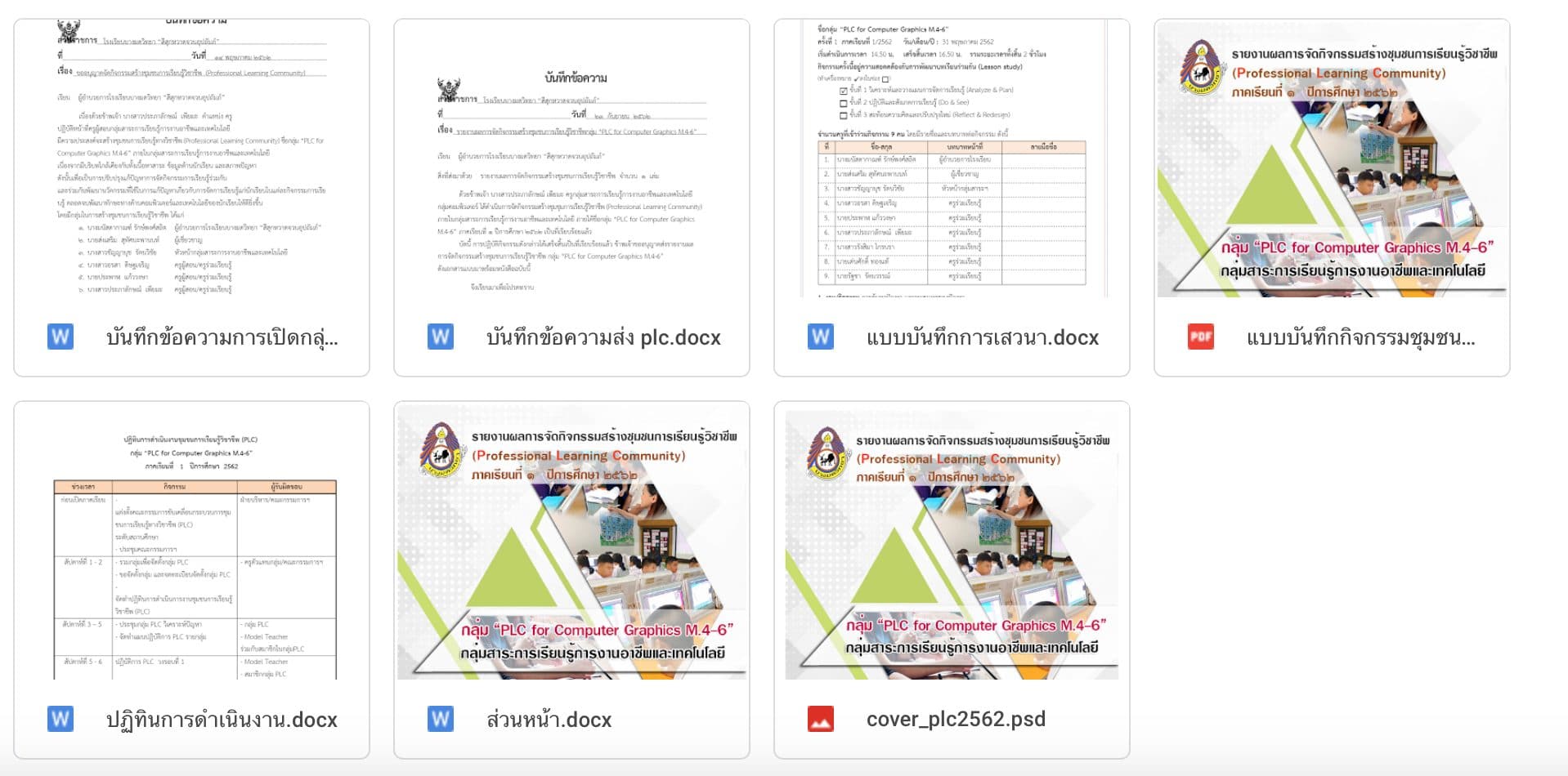 รายงานผลการจัดกิจกรรมสร้างชุมชนการเรียนรู้วิชาชีพ (PLC) 1-62