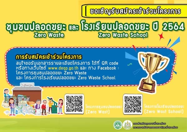 เปิดรับสมัครแล้ว!! โครงการโรงเรียนปลอดขยะ (Zero Waste School) ปี 2564 สมัครภายในวันที่ 28 กุมภาพันธ์ 2564