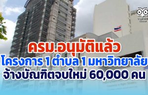 ครม.อนุมัติแล้ว โครงการ 1 ตำบล 1 มหาวิทยาลัย จ้างบัณฑิตจบใหม่ 60,000 คน