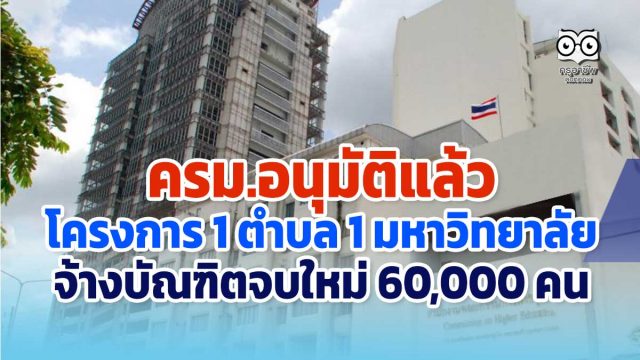 ครม.อนุมัติแล้ว โครงการ 1 ตำบล 1 มหาวิทยาลัย จ้างบัณฑิตจบใหม่ 60,000 คน