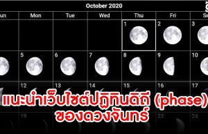 แนะนำ เว็บไซต์ปฏิทินดิถี (phase) ของดวงจันทร์