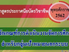 หลักเกณฑ์การจัดการศึกษา หลักสูตรประกาศนียบัตรวิชาชีพ พุทธศักราช 2562 สำหรับกลุ่มเป้าหมายนอกระบบ