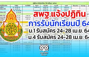 สพฐ.แจ้งปฏิทิน การรับนักเรียนปี 64 ม.1 รับสมัคร 24-28 เม.ย. 64 ม.4 รับสมัคร 24-28 เม.ย. 64