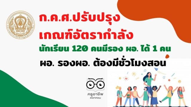 ก.ค.ศ.ปรับปรุงเกณฑ์อัตรากำลัง ว.23/2563 นักเรียน 120 คนมีรอง ผอ. ได้ 1 คน -ผอ. รองผอ. ต้องมีชั่วโมงสอน