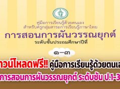 ดาวน์โหลดฟรี!! คู่มือการเรียนรู้ด้วยตนเอง เรื่อง "การสอนการผันวรรณยุกต์ ระดับชั้น ป.1-3" โดยหน่วยศึกษานิเทศก์ สำนักการศึกษา กรุงเทพมหานคร