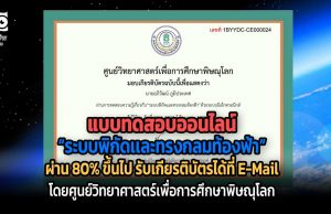 ขอเชิญทำแบบทดสอบออนไลน์ เรื่อง “ระบบพิกัดเเละทรงกลมท้องฟ้า” ผ่าน 80% รับเกียรติบัตรได้ที่ E-Mail โดยศูนย์วิทยาศาสตร์เพื่อการศึกษาพิษณุโลก