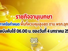 ราชกิจจานุเบกษา ประกาศข้อกำหนดที่ใช้ในพื้นที่ควบคุมสูงสุด ตาม พรก.ฉุกเฉินแล้ว มีผลบังคับ 06.00 น. ของวันที่ 4 มกราคม 2564