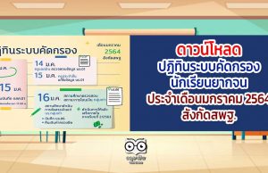 ดาวน์โหลด ปฏิทินระบบคัดกรองนักเรียนยากจน ประจำเดือนมกราคม 2564 สังกัดสพฐ.