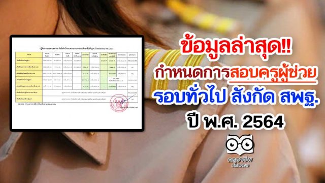 ล่าสุด!! กำหนดการสอบครูผู้ช่วย รอบทั่วไป สังกัด สพฐ. ปี 2564