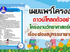 ดาวน์โหลดตัวอย่าง โครงงานวิทยาศาสตร์น้อย เรื่อง ฟองสบู่หรรษาพาเพลิน ไฟล์แก้ไขได้