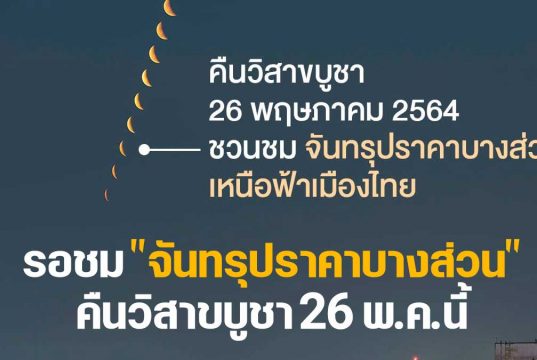 สดร.ชวนชม "จันทรุปราคาบางส่วน" คืนวิสาขบูชา 26 พ.ค.นี้