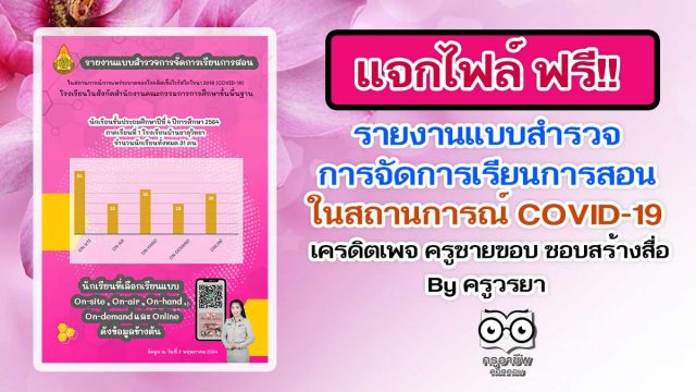 แจกฟรี!! รายงานแบบสำรวจการจัดการเรียนการสอนในสถานการณ์COVID-19 เครดิตเพจ ครูชายขอบ ชอบสร้างสื่อ By ครูวรยา