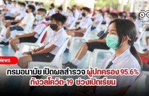 กรมอนามัย เปิดผลสำรวจ ชี้ผู้ปกครอง 95.6% กังวลโควิด-19 ช่วงเปิดเรียน