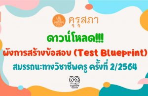 ดาวน์โหลด!!!ผังการสร้างข้อสอบ (Test Blueprint) การประเมินสมรรถนะทางวิชาชีพครู ด้านความรู้และประสบการณ์วิชาชีพ ตามมาตรฐานวิชาชีพครู ครั้งที่ 2/2564