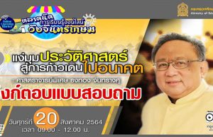 ลิงก์แบบสอบถาม ความคิดเห็นหลักสูตรที่ 4 “แง่มุมประวัติศาสตร์สู่การก้าวเดินไปอนาคต : ศ.พิเศษ ธงทอง จันทรางศุ ” ตลาดนัดการเรียนรู้ออนไลน์วังจันทรเกษม วันที่ 20 สิงหาคม 2564