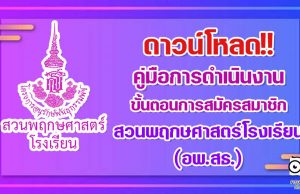 ดาวน์โหลดฟรี!! คู่มือการดำเนินงาน ขั้นตอนการสมัครสมาชิกสวนพฤกษศาสตร์โรงเรียน (อพ.สธ.)