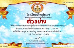 แบบทดสอบเรื่อง การวัดผลประเมินผลทางการศึกษา ผ่านเกณฑ์ 80% ขึ้นไป รับเกียรติบัตรทาง Email โดยโรงเรียนบ้านส้มเลา