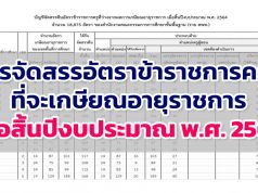 การจัดสรรอัตราข้าราชการครูฯ ที่จะเกษียณอายุราชการ เมื่อสิ้นปีงบประมาณ พ.ศ. 2564