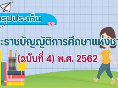 สรุปพระราชบัญญัติการศึกษาแห่งชาติ (ฉบับที่ 4) พ.ศ. 2562