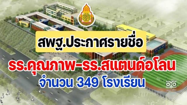 สพฐ.ประกาศรายชื่อโรงเรียนคุณภาพ ระดับประถมศึกษา 183 โรงเรียน ระดับมัธยม 77 โรงเรียน และโรงเรียนที่สามารถดำรงตนอยู่ได้อย่างมีคุณภาพ (Stand Alone) 89 โรงเรียน