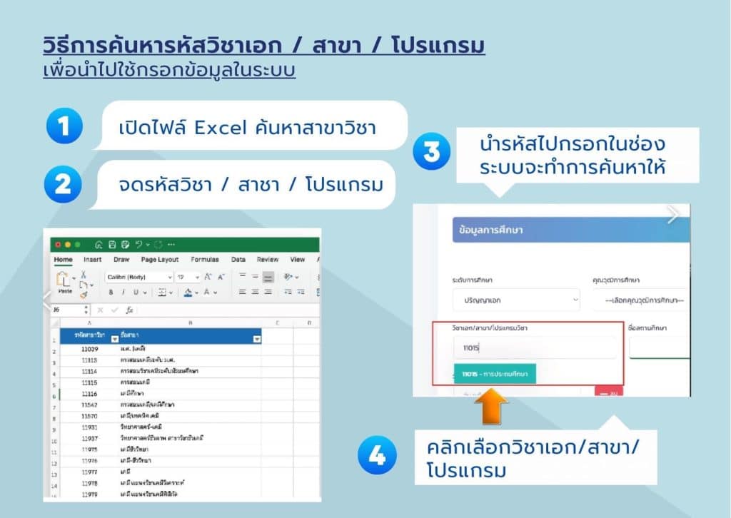 ดาวน์โหลดไฟล์รหัสวิชาเอก สาขา โปรแกรมวิชา ใช้ประกอบการปรับปรุงข้อมูลในระบบ DPA