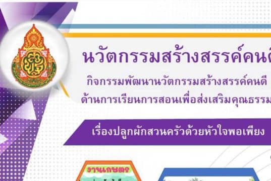 ดาวน์โหลดไฟล์ตัวอย่าง นวัตกรรมสร้างสรรค์คนดี เรื่องปลูกผักสวนครัวด้วยหัวใจพอเพียง โดยนางสาวมัณฑนา บรรยง โรงเรียนบ้านเล็บเงือก สพป.ขอนแก่น เขต 2