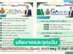 นโยบายและจุดเน้น และนโยบายระยะเร่งด่วน (Quick Win) สพฐ. ปีงบประมาณ พ.ศ. 2567-2568