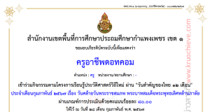 แบบทดสอบออนไลน์ เรื่อง วันคล้ายวันพระราชสมภพ พระบาทสมเด็จพระพุทธเลิศหล้านภาลัย” ผ่านเกณฑ์ ร้อยละ ๘๐ จะได้รับเกียรติบัตรทันทีทางอีเมล โดยสพป.กำแพงเพชร เขต ๑