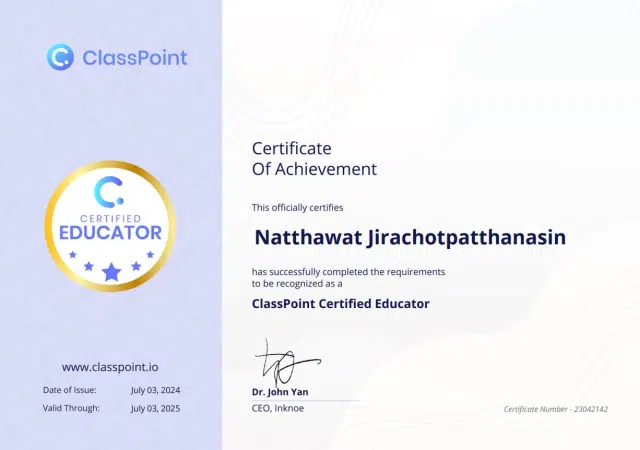 ลงทะเบียนทำแบบทดสอบรับเกียรติบัตรฟรี ClassPoint Certified Educator! จาก ClassPoint