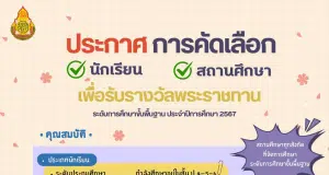 สพฐ.ประกาศการคัดเลือก นักเรียน และสถานศึกษาเพื่อรับรางวัลพระราชทาน ระดับการศึกษาขั้นพื้นฐาน ปีการศึกษา 2567