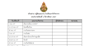 ดาวน์โหลดไฟล์ ตัวอย่างปฏิทินแผนงานโรงเรียน ภาคเรียนที่ 2/2567 - 1/2568 ไฟล์เวิร์ด โดยเพจวิชาการ