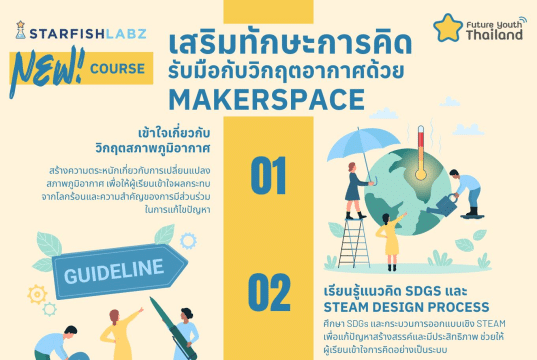 เรียนฟรี! หลักสูตร เสริมทักษะการคิด รับมือวิกฤตสภาพภูมิอากาศด้วย Makerspace พร้อมรับเกียรติบัตร จาก สพฐ.และStarfish Labz